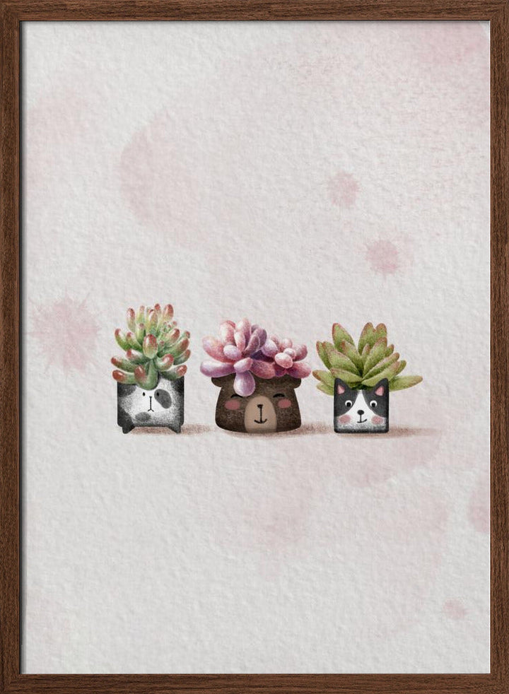 Cute Succulents - Stretched Canvas, Poster or Fine Art Print I Heart Wall Art