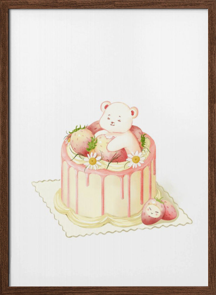 Cute White Bear Cake - Stretched Canvas, Poster or Fine Art Print I Heart Wall Art