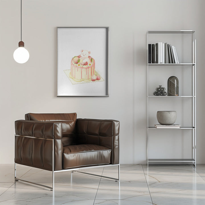 Cute White Bear Cake - Stretched Canvas, Poster or Fine Art Print I Heart Wall Art