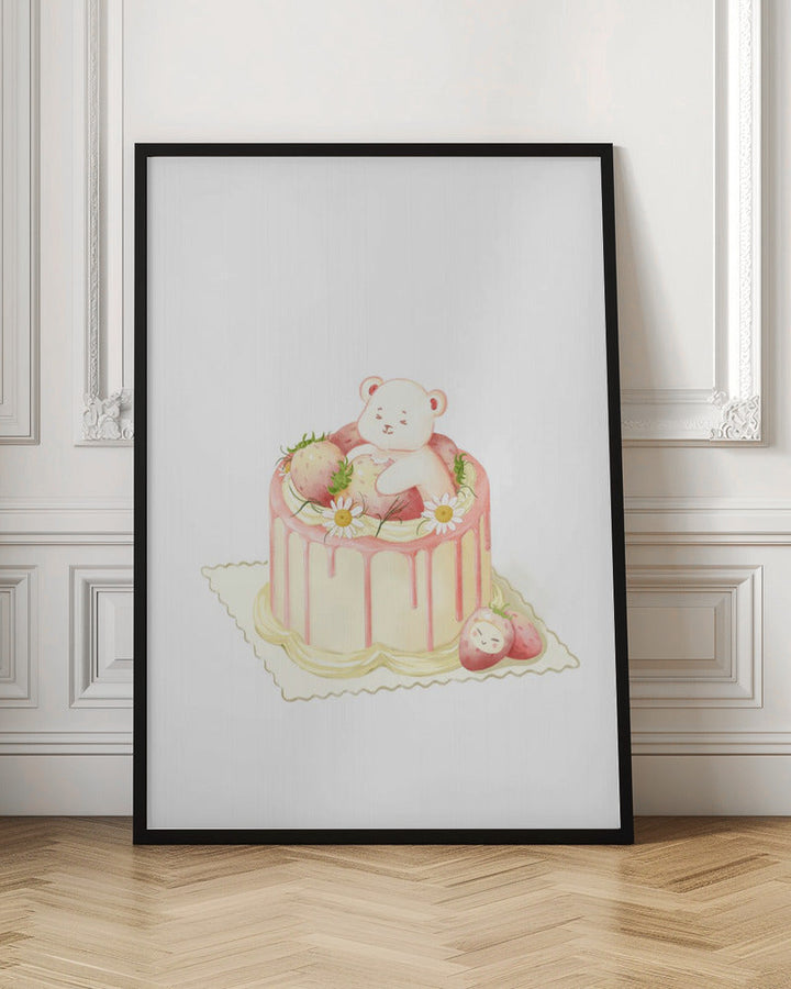 Cute White Bear Cake - Stretched Canvas, Poster or Fine Art Print I Heart Wall Art