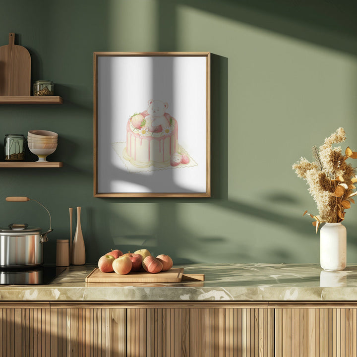 Cute White Bear Cake - Stretched Canvas, Poster or Fine Art Print I Heart Wall Art