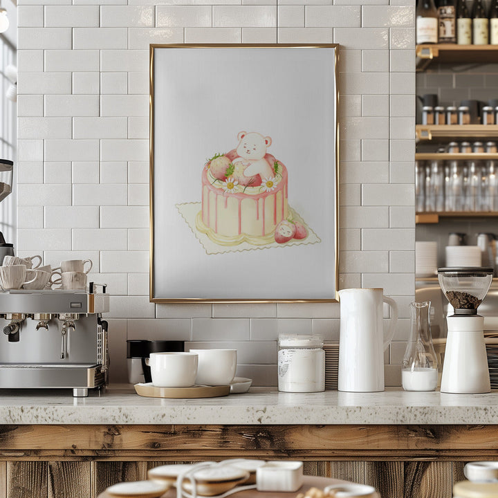 Cute White Bear Cake - Stretched Canvas, Poster or Fine Art Print I Heart Wall Art