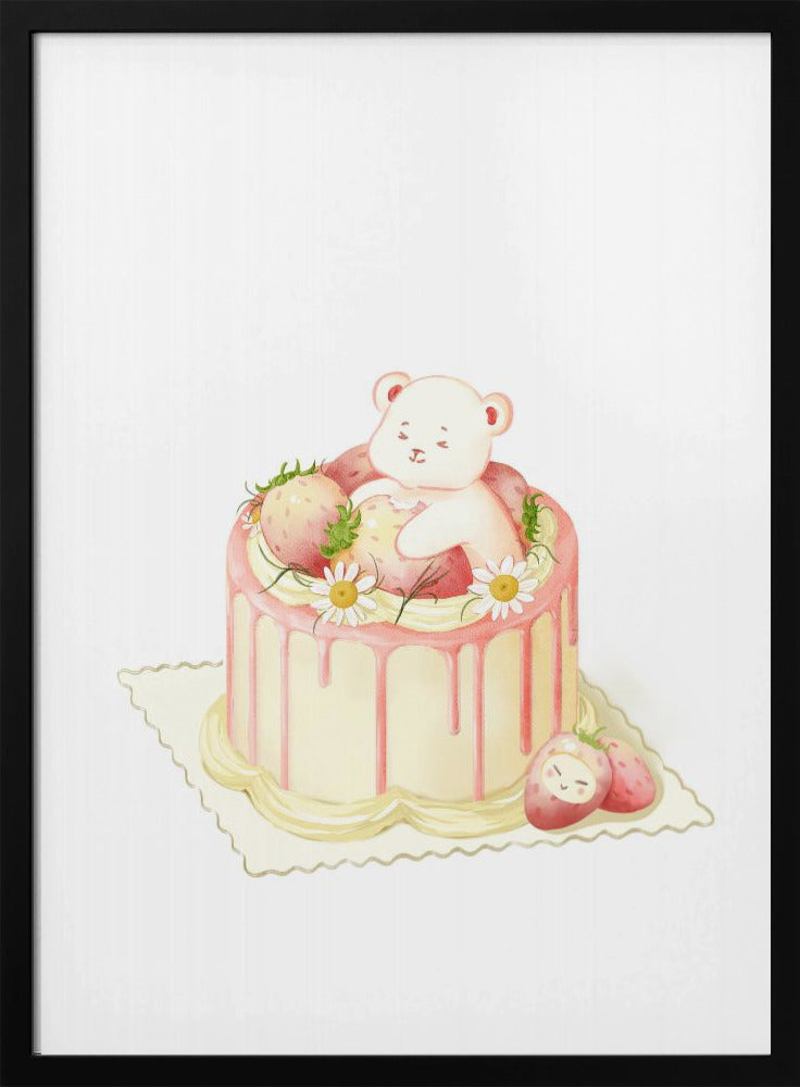 Cute White Bear Cake - Stretched Canvas, Poster or Fine Art Print I Heart Wall Art