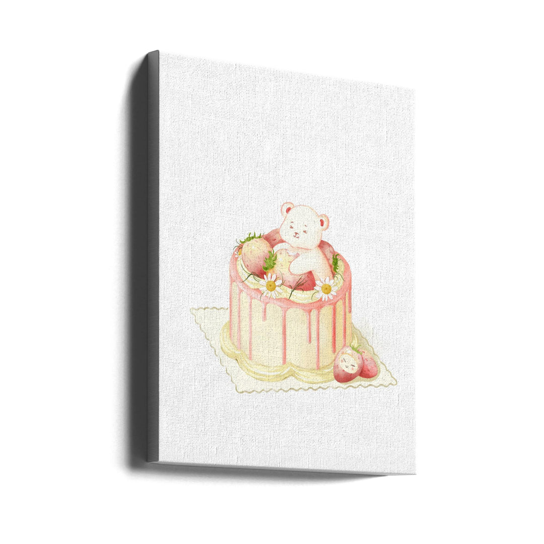 Cute White Bear Cake - Stretched Canvas, Poster or Fine Art Print I Heart Wall Art