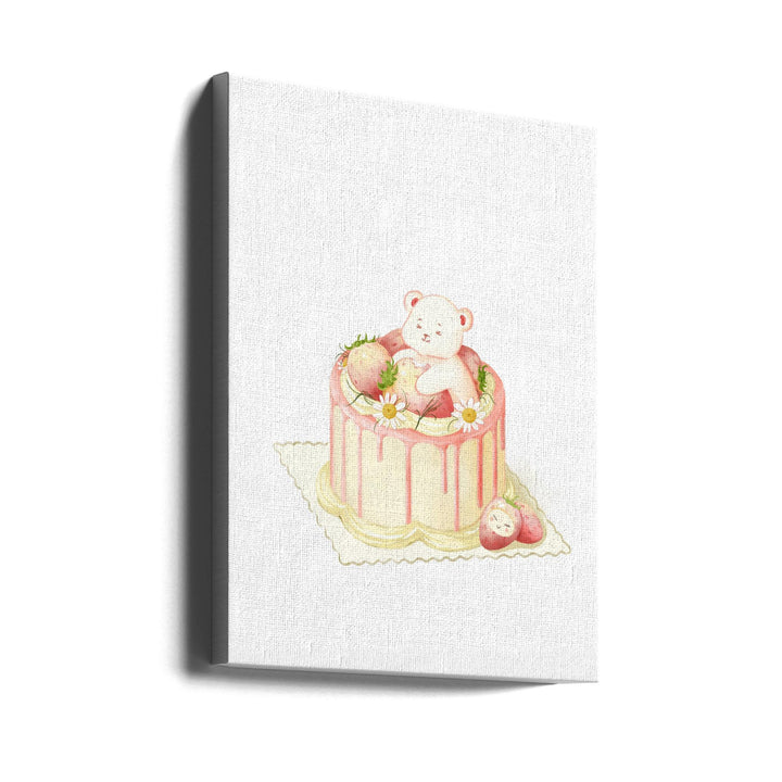 Cute White Bear Cake - Stretched Canvas, Poster or Fine Art Print I Heart Wall Art