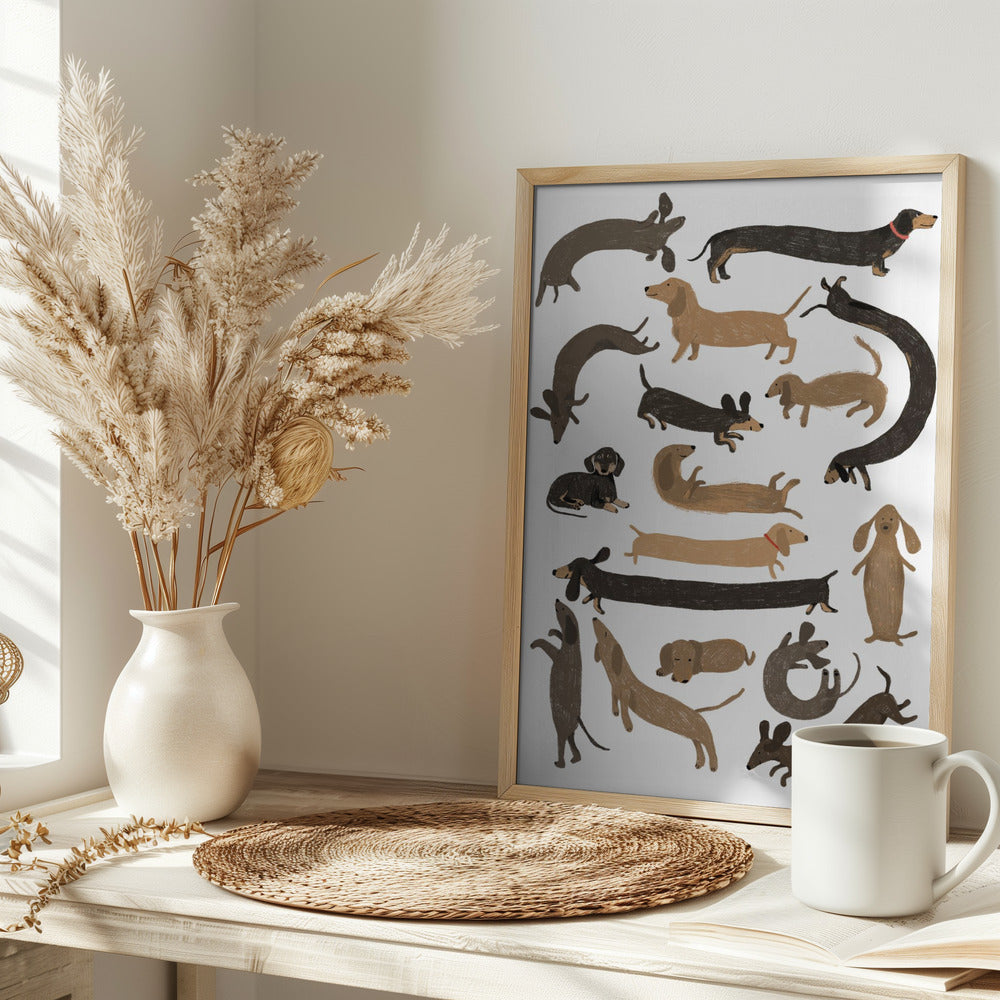 Dachshund Print - Stretched Canvas, Poster or Fine Art Print I Heart Wall Art