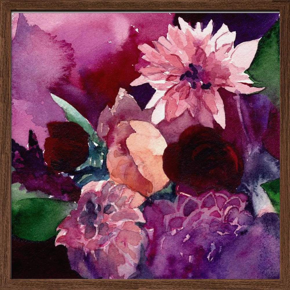 Dahlias Small - Square Stretched Canvas, Poster or Fine Art Print I Heart Wall Art