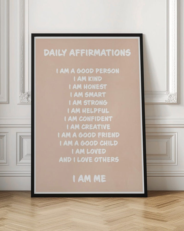 Daily Affirmations Beige - Stretched Canvas, Poster or Fine Art Print - I Heart Wall Art - Poster Print, Canvas Print or Framed Art Print