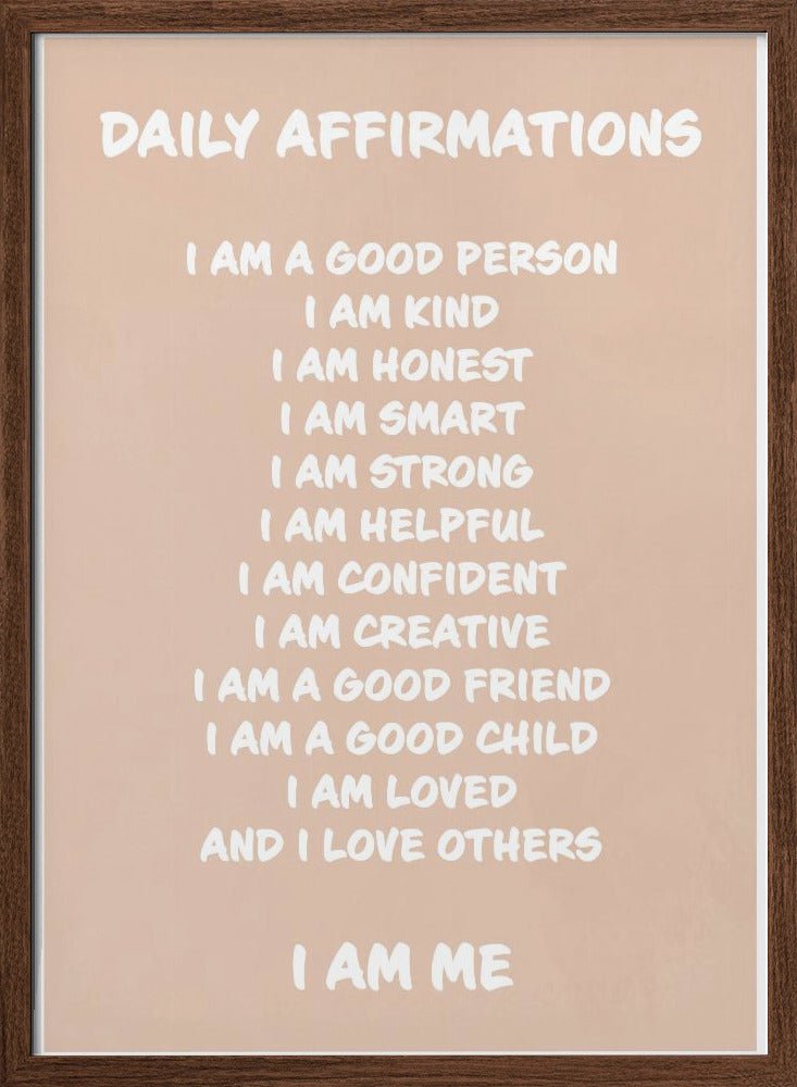 Daily Affirmations Beige - Stretched Canvas, Poster or Fine Art Print - I Heart Wall Art - Poster Print, Canvas Print or Framed Art Print