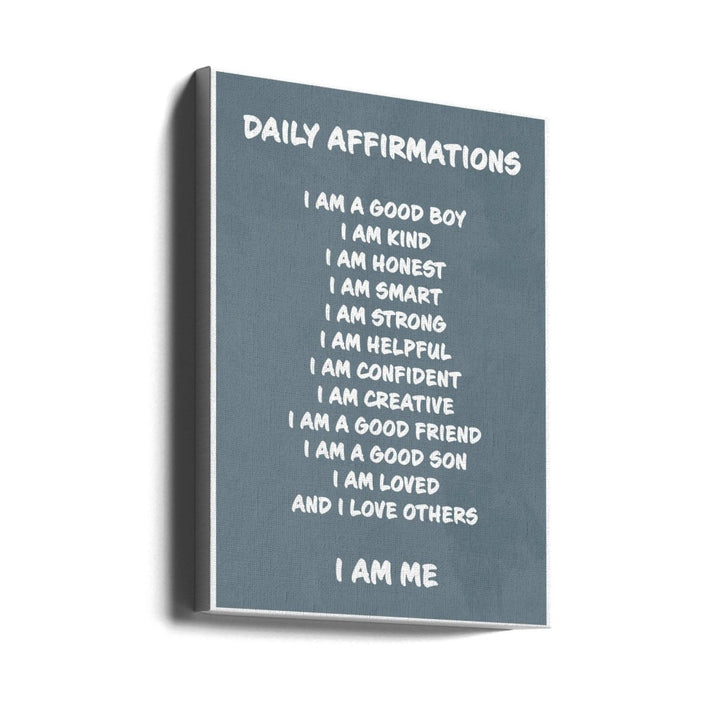 Daily Affirmations blue - Stretched Canvas, Poster or Fine Art Print - I Heart Wall Art - Poster Print, Canvas Print or Framed Art Print