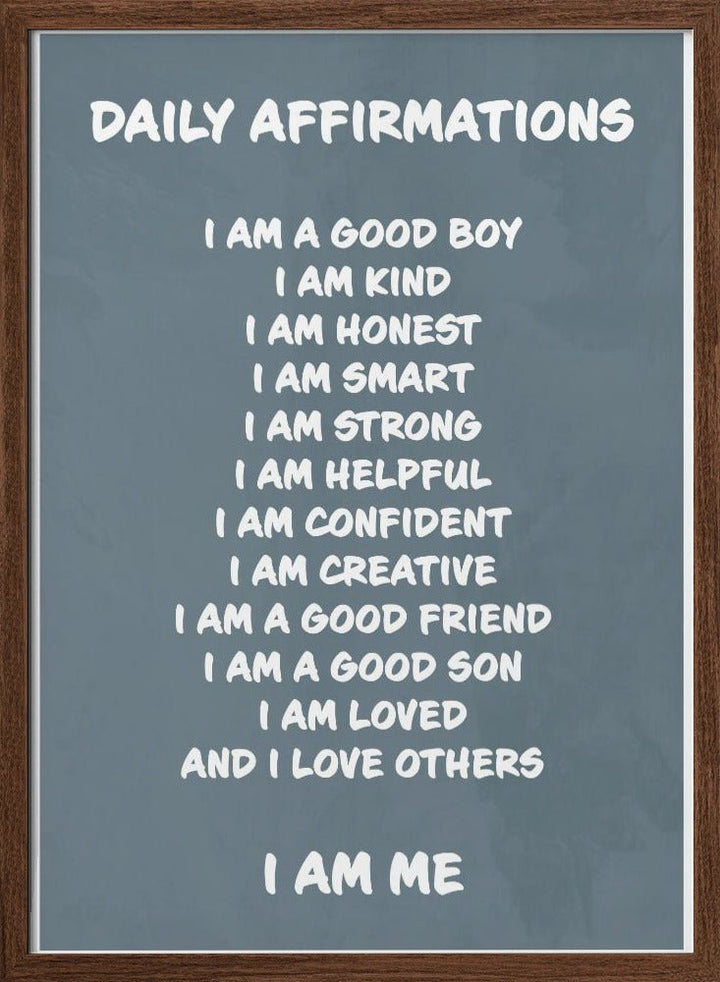 Daily Affirmations blue - Stretched Canvas, Poster or Fine Art Print - I Heart Wall Art - Poster Print, Canvas Print or Framed Art Print