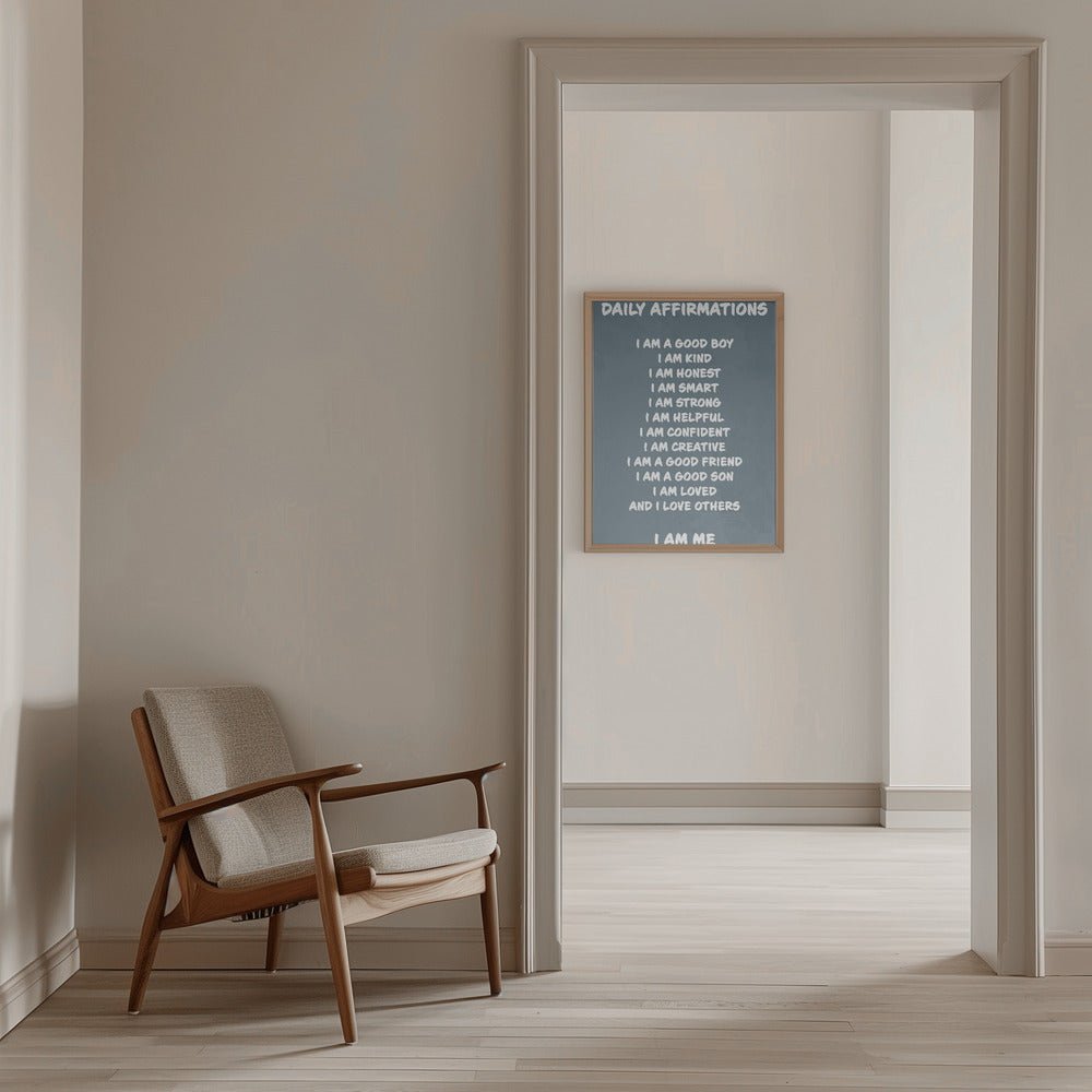 Daily Affirmations blue - Stretched Canvas, Poster or Fine Art Print - I Heart Wall Art - Poster Print, Canvas Print or Framed Art Print