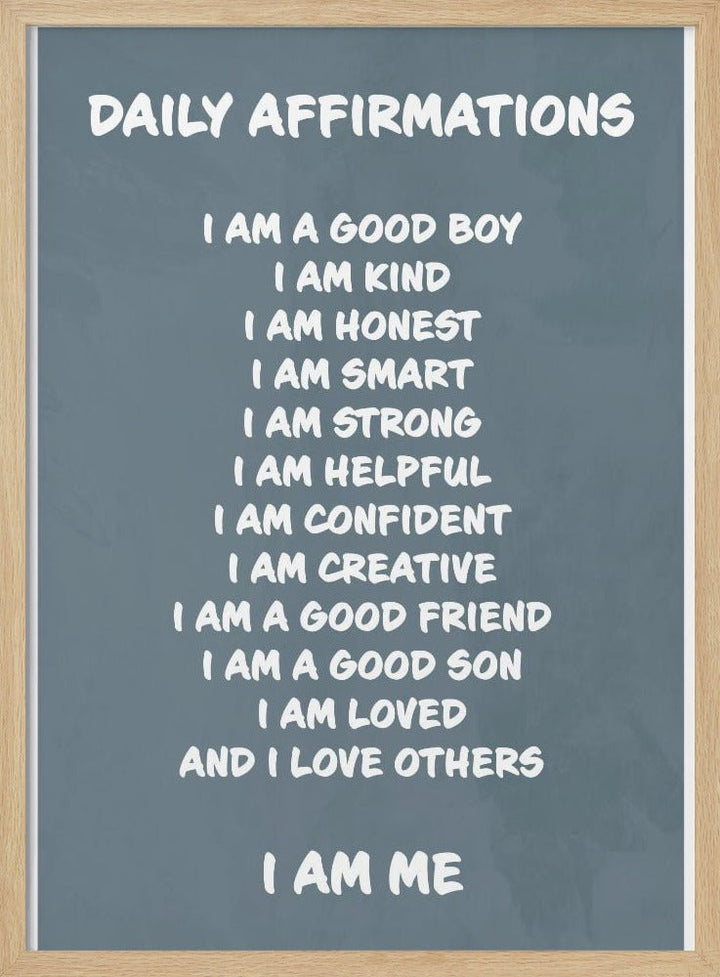 Daily Affirmations blue - Stretched Canvas, Poster or Fine Art Print - I Heart Wall Art - Poster Print, Canvas Print or Framed Art Print