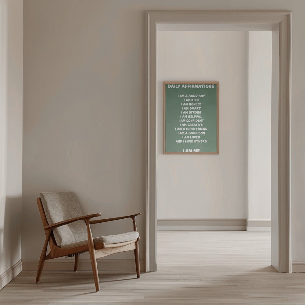 Daily Affirmations Green - Stretched Canvas, Poster or Fine Art Print - I Heart Wall Art - Poster Print, Canvas Print or Framed Art Print