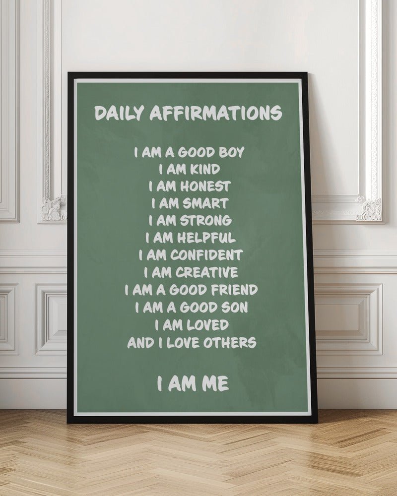 Daily Affirmations Green - Stretched Canvas, Poster or Fine Art Print - I Heart Wall Art - Poster Print, Canvas Print or Framed Art Print