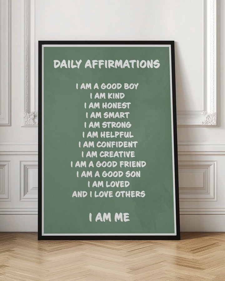 Daily Affirmations Green - Stretched Canvas, Poster or Fine Art Print - I Heart Wall Art - Poster Print, Canvas Print or Framed Art Print