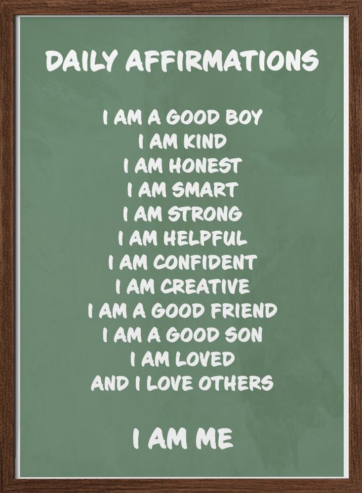 Daily Affirmations Green - Stretched Canvas, Poster or Fine Art Print - I Heart Wall Art - Poster Print, Canvas Print or Framed Art Print