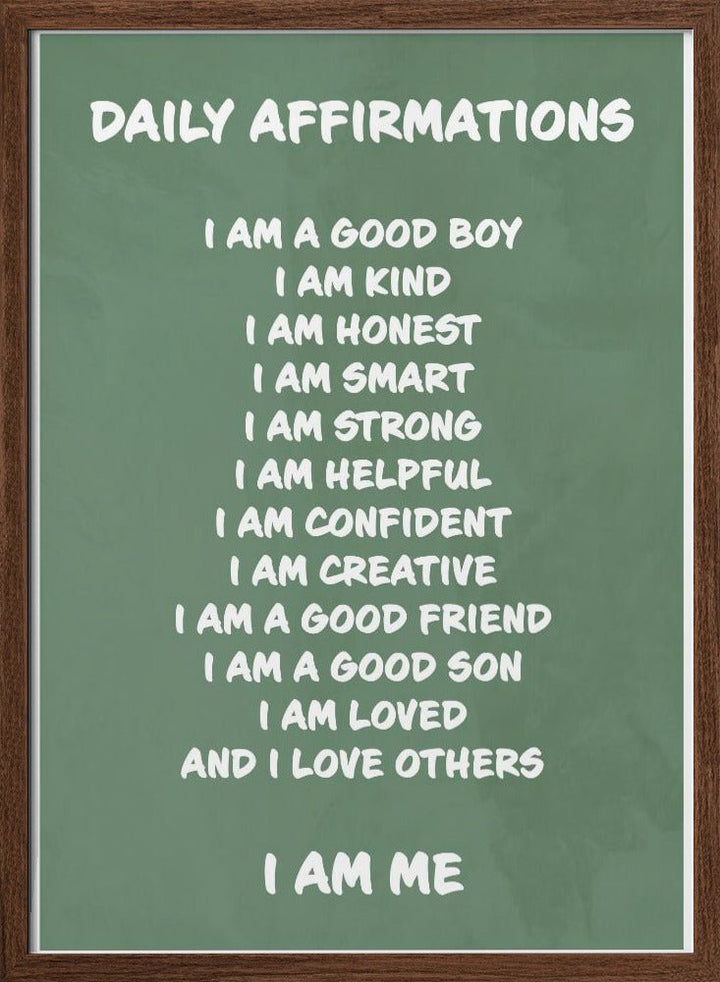 Daily Affirmations Green - Stretched Canvas, Poster or Fine Art Print - I Heart Wall Art - Poster Print, Canvas Print or Framed Art Print