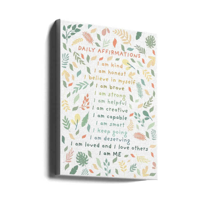 Daily Affirmations leaves - Stretched Canvas, Poster or Fine Art Print - I Heart Wall Art - Poster Print, Canvas Print or Framed Art Print