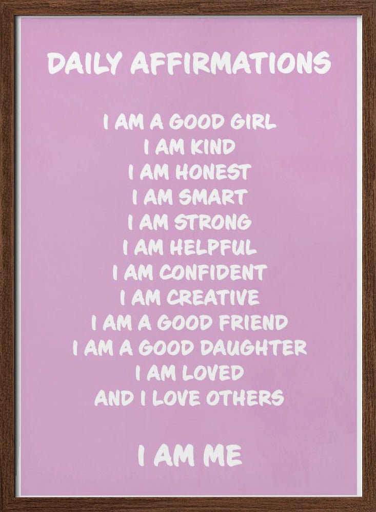Daily Affirmations Pink - Stretched Canvas, Poster or Fine Art Print - I Heart Wall Art - Poster Print, Canvas Print or Framed Art Print