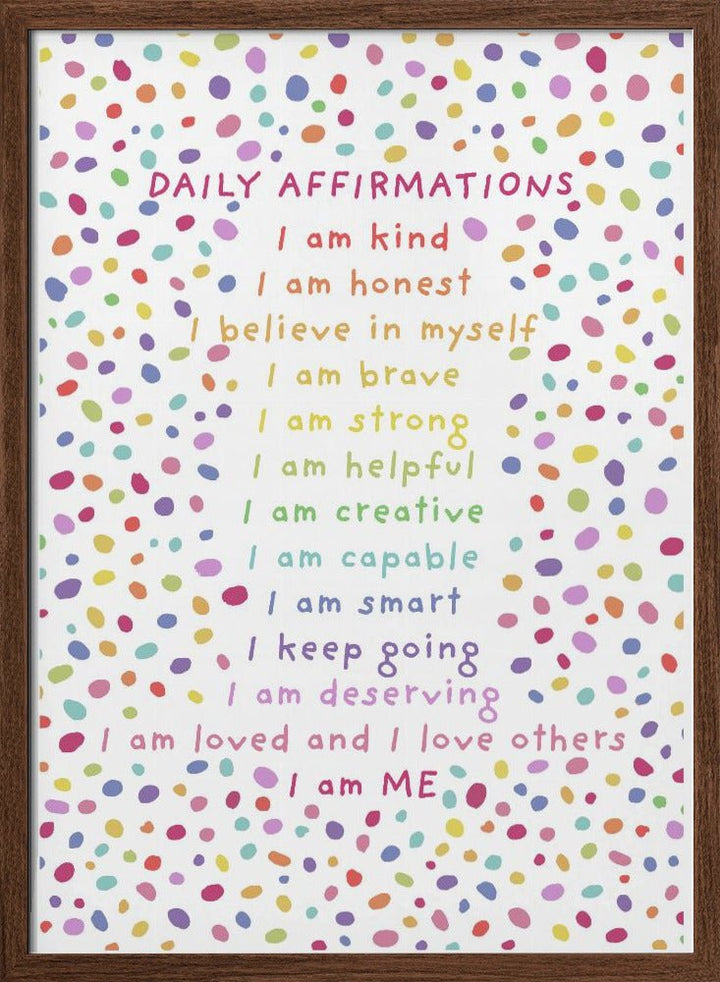 Daily Affirmations Polkadots - Stretched Canvas, Poster or Fine Art Print - I Heart Wall Art - Poster Print, Canvas Print or Framed Art Print