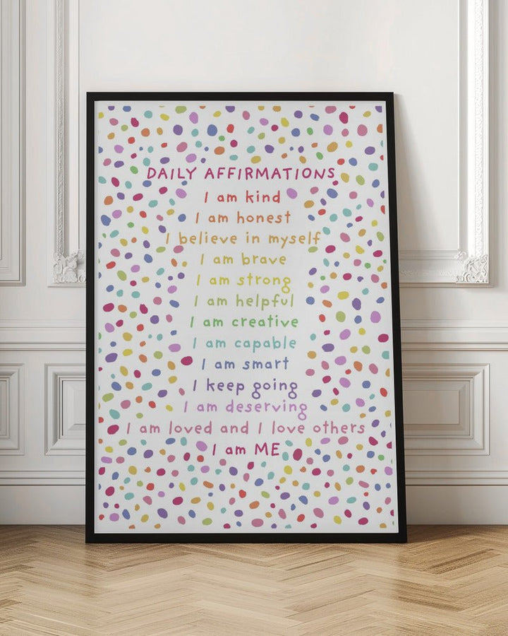Daily Affirmations Polkadots - Stretched Canvas, Poster or Fine Art Print - I Heart Wall Art - Poster Print, Canvas Print or Framed Art Print