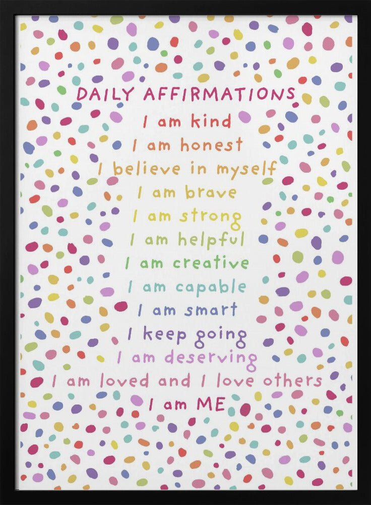 Daily Affirmations Polkadots - Stretched Canvas, Poster or Fine Art Print - I Heart Wall Art - Poster Print, Canvas Print or Framed Art Print