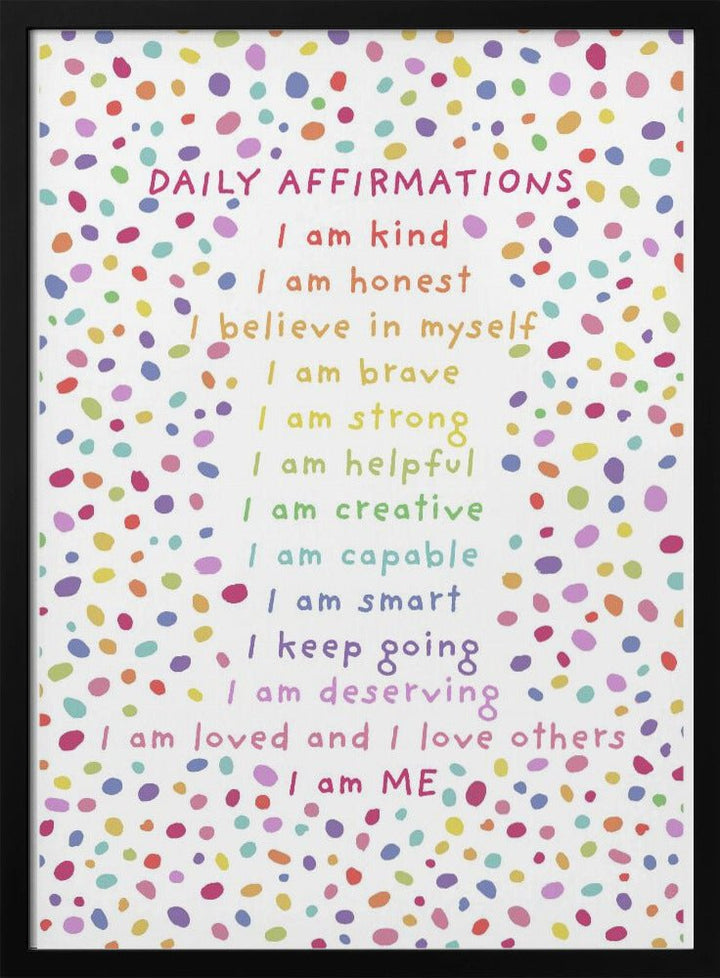 Daily Affirmations Polkadots - Stretched Canvas, Poster or Fine Art Print - I Heart Wall Art - Poster Print, Canvas Print or Framed Art Print