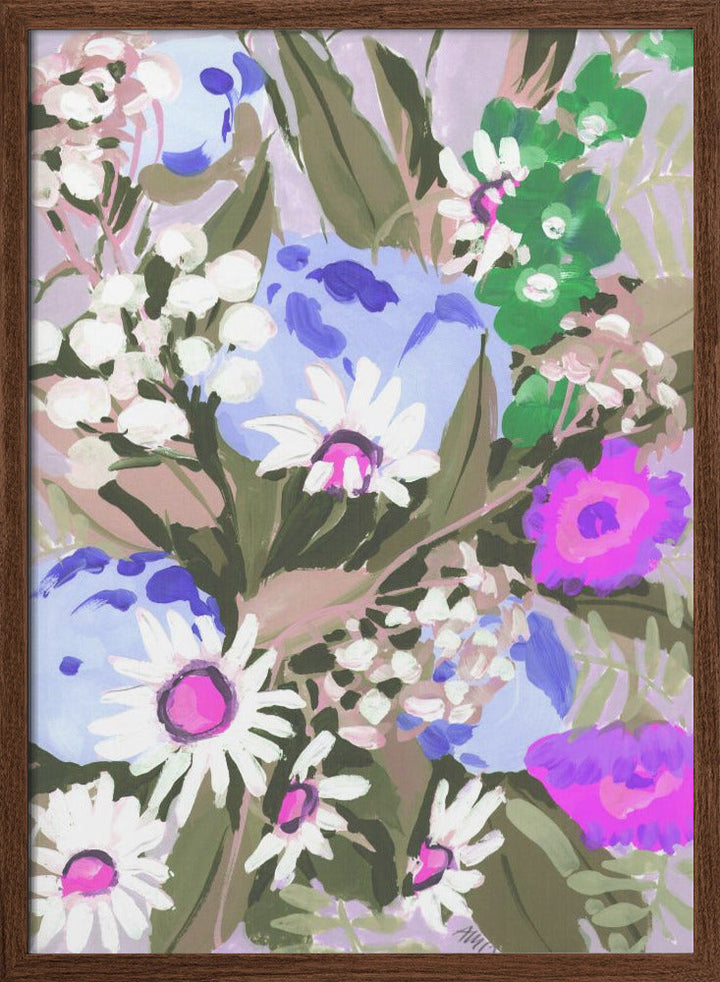 Daisies On Dark Green Grass - Stretched Canvas, Poster or Fine Art Print I Heart Wall Art