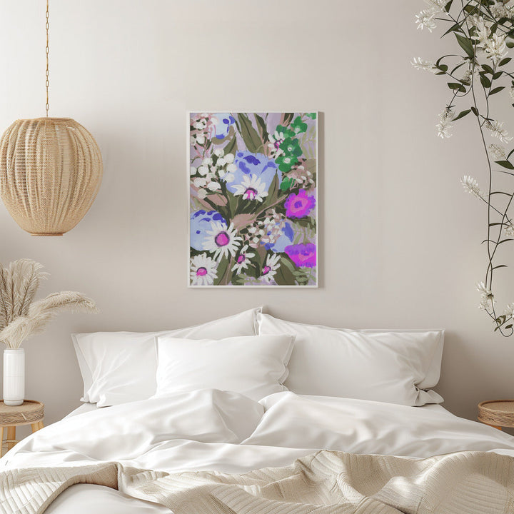 Daisies On Dark Green Grass - Stretched Canvas, Poster or Fine Art Print I Heart Wall Art