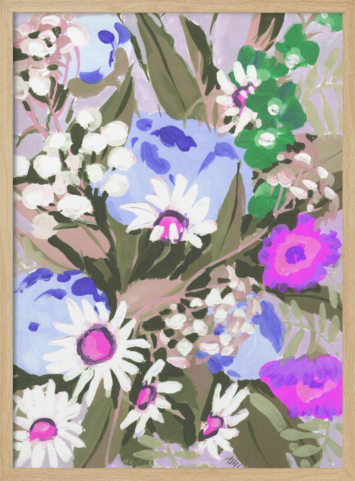 Daisies On Dark Green Grass - Stretched Canvas, Poster or Fine Art Print I Heart Wall Art