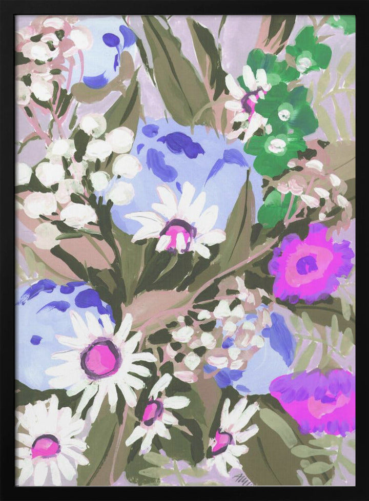 Daisies On Dark Green Grass - Stretched Canvas, Poster or Fine Art Print I Heart Wall Art