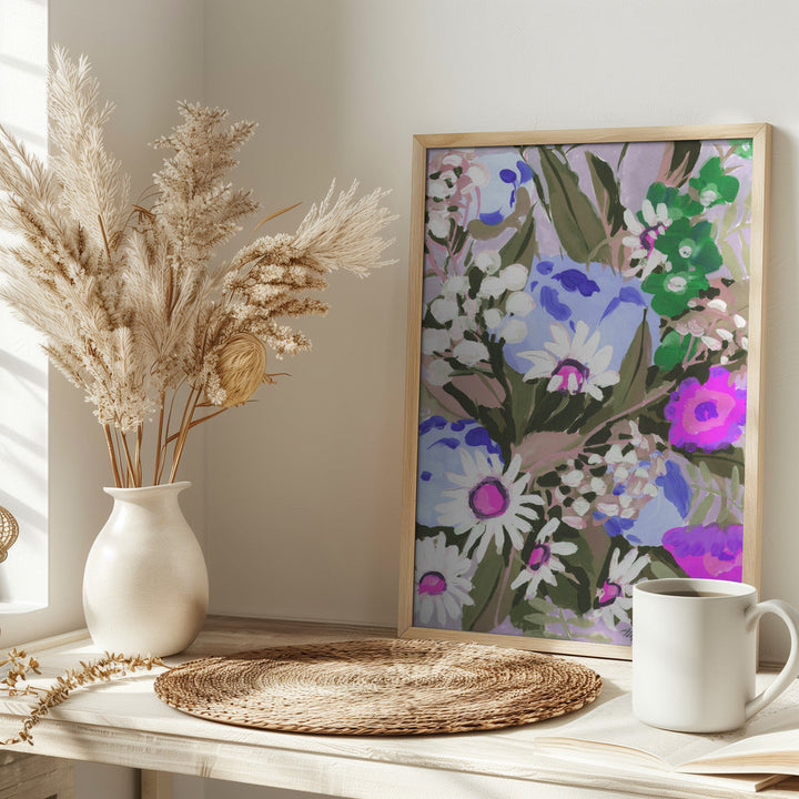 Daisies On Dark Green Grass - Stretched Canvas, Poster or Fine Art Print I Heart Wall Art