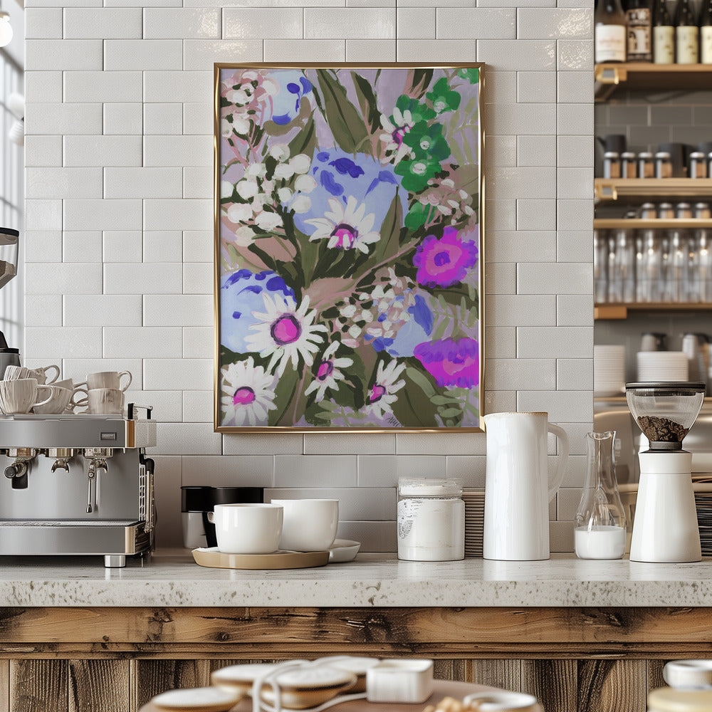Daisies On Dark Green Grass - Stretched Canvas, Poster or Fine Art Print I Heart Wall Art
