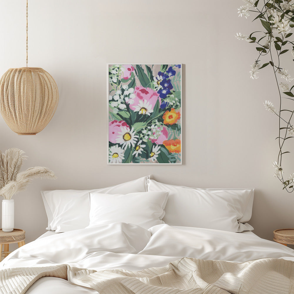 Daisies On Green Grass - Stretched Canvas, Poster or Fine Art Print I Heart Wall Art
