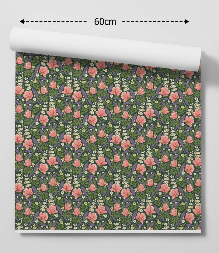 Daisies &amp; Petals - Vintage Green &amp; Pink Peel &amp; Stick Wallpaper I Heart Wall Art Australia