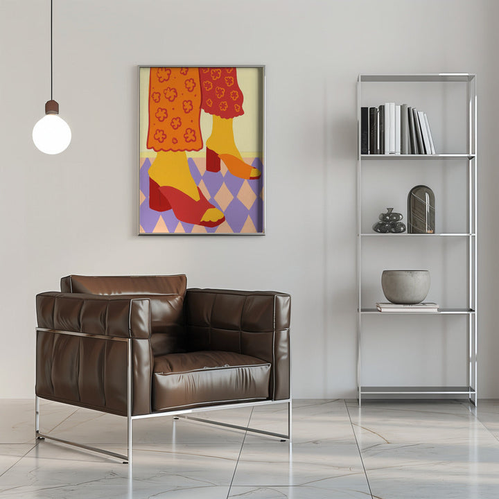 Dancing Across Checkered Dreams - Stretched Canvas, Poster or Fine Art Print I Heart Wall Art