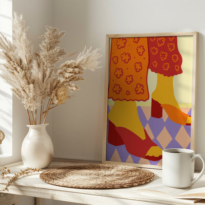 Dancing Across Checkered Dreams - Stretched Canvas, Poster or Fine Art Print I Heart Wall Art