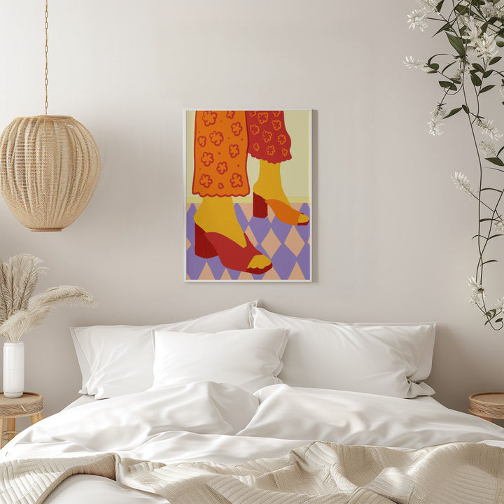 Dancing Across Checkered Dreams - Stretched Canvas, Poster or Fine Art Print I Heart Wall Art