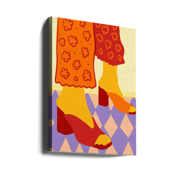 Dancing Across Checkered Dreams - Stretched Canvas, Poster or Fine Art Print I Heart Wall Art