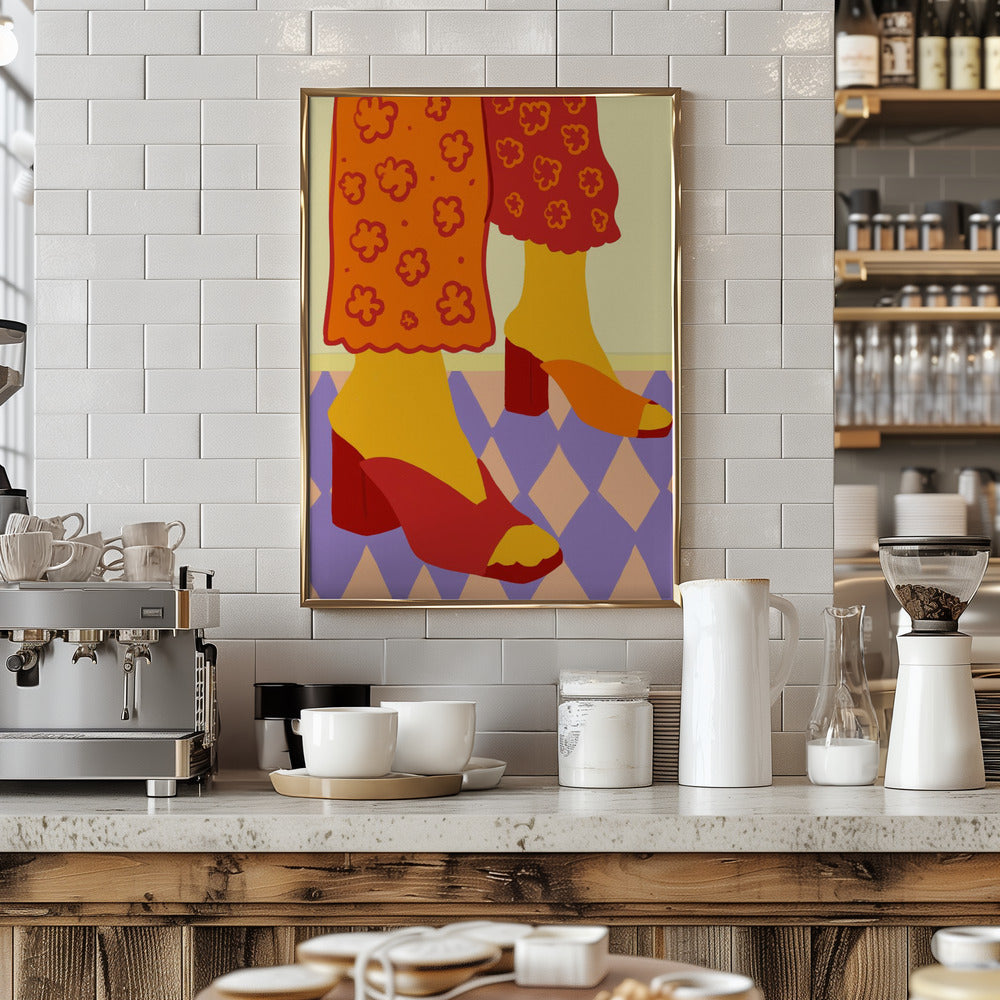 Dancing Across Checkered Dreams - Stretched Canvas, Poster or Fine Art Print I Heart Wall Art