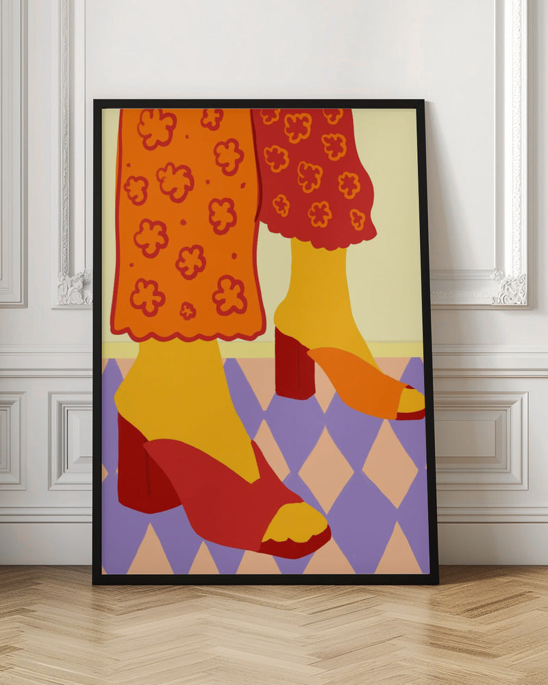 Dancing Across Checkered Dreams - Stretched Canvas, Poster or Fine Art Print I Heart Wall Art