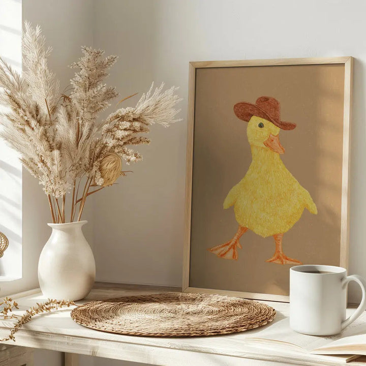 Daphne the Cowgirl Duckling - Stretched Canvas, Poster or Fine Art Print I Heart Wall Art