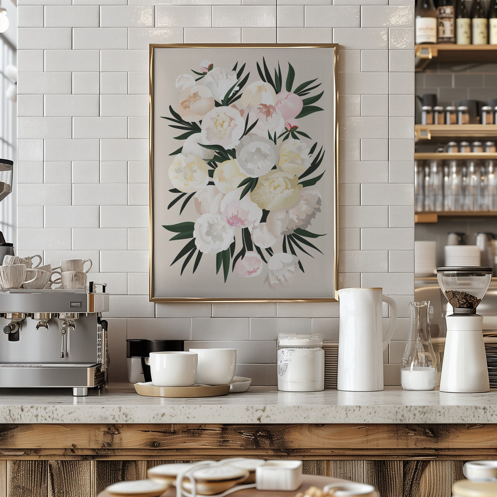 Dara bouquet in beige - Stretched Canvas, Poster or Fine Art Print I Heart Wall Art