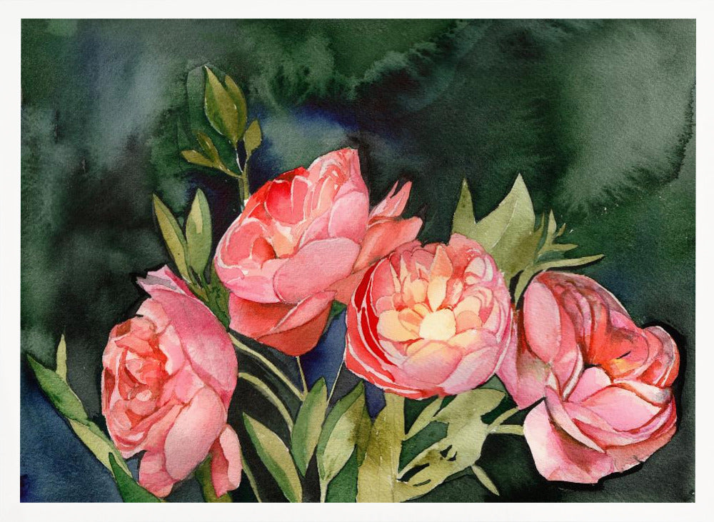 Dark Blooms - Stretched Canvas, Poster or Fine Art Print I Heart Wall Art