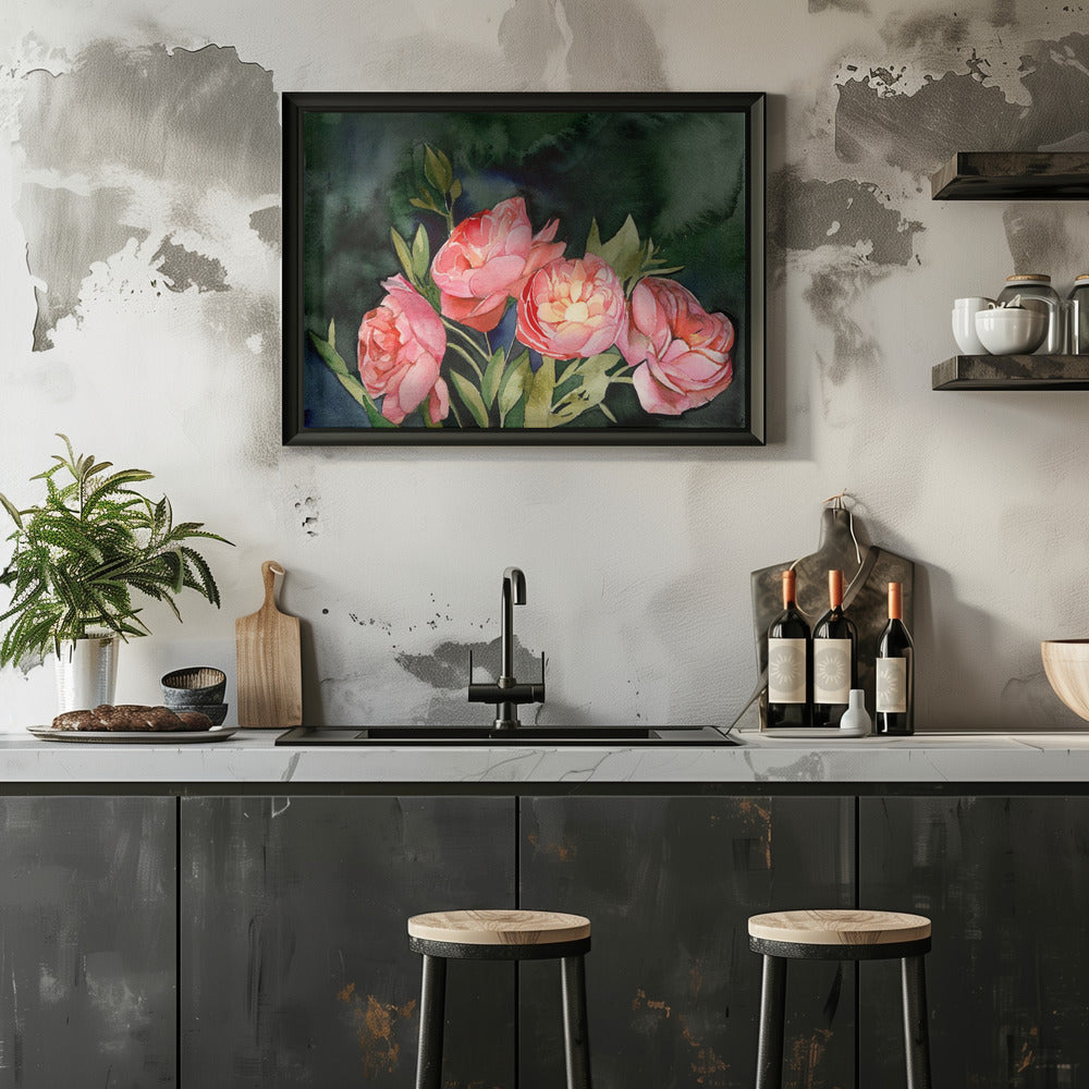 Dark Blooms - Stretched Canvas, Poster or Fine Art Print I Heart Wall Art