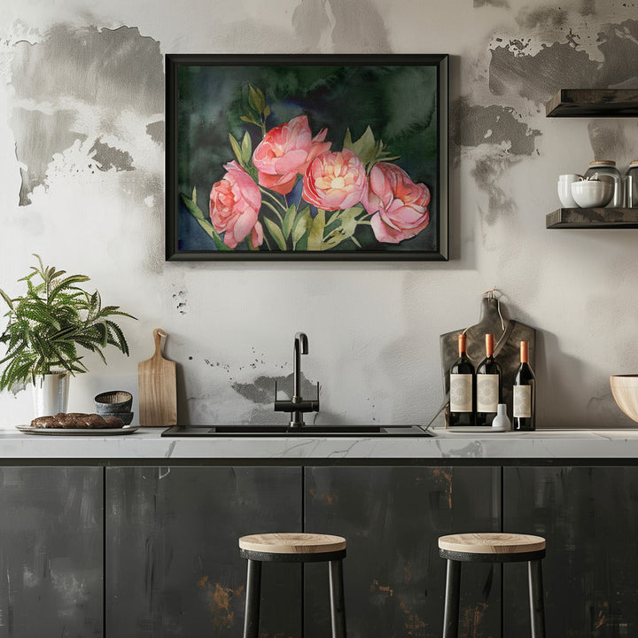 Dark Blooms - Stretched Canvas, Poster or Fine Art Print I Heart Wall Art