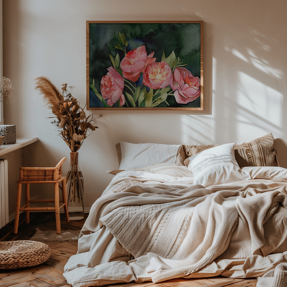 Dark Blooms - Stretched Canvas, Poster or Fine Art Print I Heart Wall Art