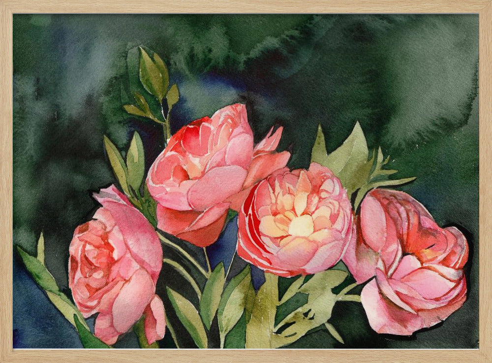 Dark Blooms - Stretched Canvas, Poster or Fine Art Print I Heart Wall Art