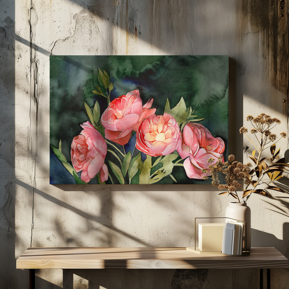 Dark Blooms - Stretched Canvas, Poster or Fine Art Print I Heart Wall Art
